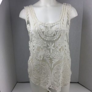 White Lace Boho Stevie Nicks Sleeveless Tank Top